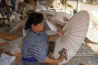 Sankamphang Home industry see how to make the famous local handicraft such as Thai silk , wood carving, silverware, lacquerware and the most famous speciality of this village-umbrella making.
